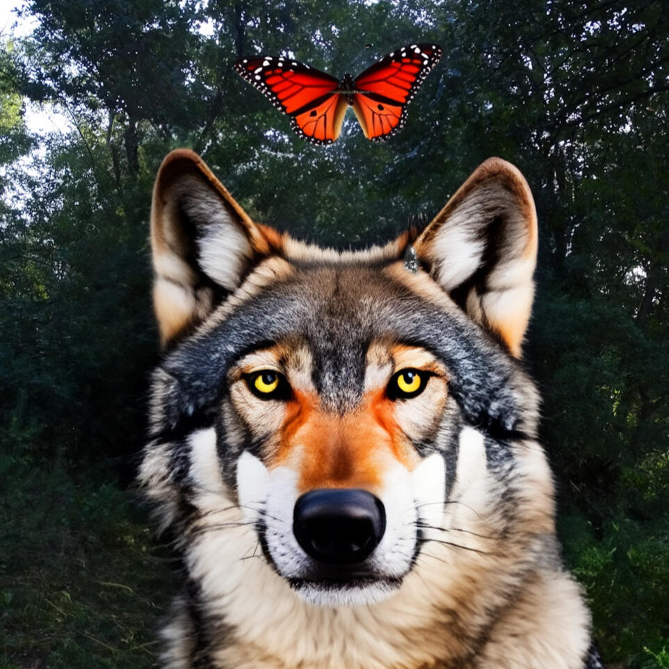 Wolf & Butterfly logo May We ALL Win- Wolf Logo